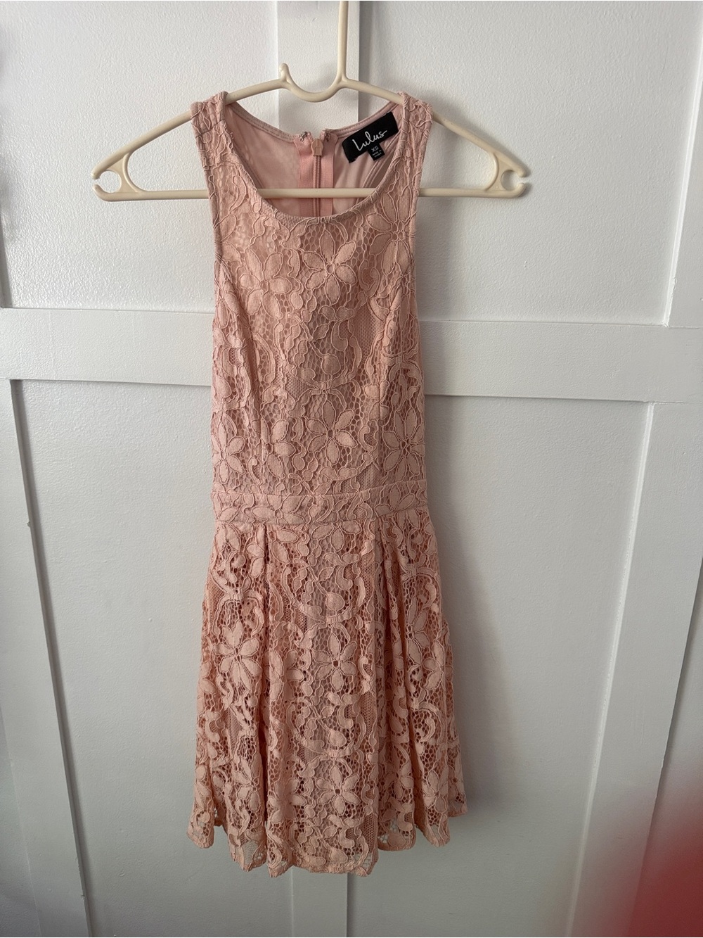 Lulu's Rose Blush Lace Sleeveless Fit & Flare Mini Dress